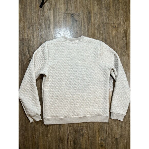 Marine Layer Sweatshirt Mens Large Beige Quilted Crewneck Pullover Casual Fall - Picture 7 of 9